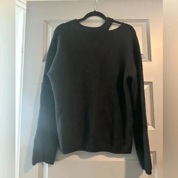Rails Shoulder Cutout Sweater Womens Large Black Ribbed Knit Pullover Alexi NWT - Picture 5 of 7